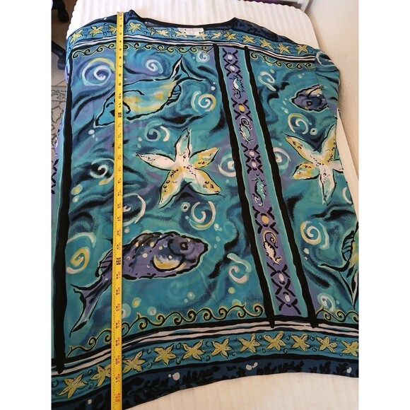 Biya Rated R By Johnny Was Cover Up Tunic Dress OS Blue Sea Life Starfish Boho - Picture 9 of 16